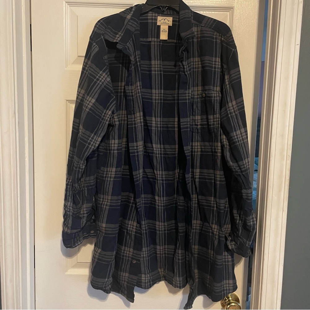 Blue Mountain Mens Blue and Button down  Plaid Shirt Mens xl tall